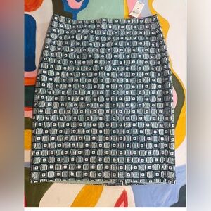 NWT Ann Taylor Blue White Geometric Pencil Skirt Size 4 Office Y2K Chic